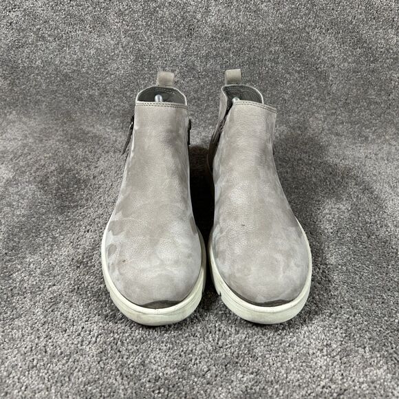 Ecco Bella Gray Nubuck Leather Side Zip Biker Ankle Bootie Women's Sz 41 - Picture 3 of 11